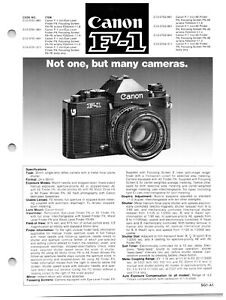 Canon F-1 35mm film camera Vintage brochure Catalog