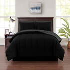 Black Reversible 7-Piece Bed in a Bag Comforter Set with Sheets, Queen, Unisex