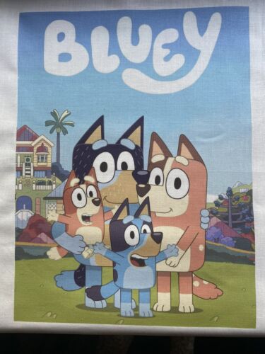 1 Bluey QUILT SQUARE SEWING BLOCK FABRIC QUILTING KIDs Bingo Bandit Family