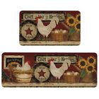 Farmhouse Kitchen Rugs And Mats Set Of 2, Farm Rooster Kitchen Mat, Seasonal Hol