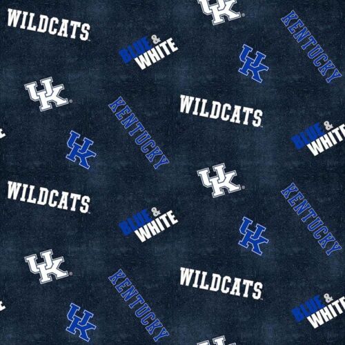 Kentucky Wildcats UK Distressed Cotton Flannel Fabric-NCAA Flannel Fabric