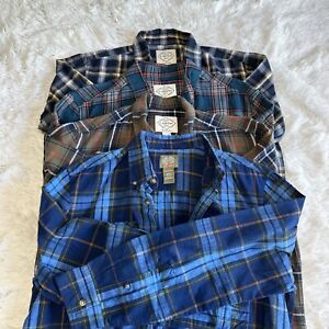 St John's Bay Flannel Shirts Men Large Button-down Collar 100% Cotton Lot Of 5