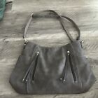 Gray brown Leather Purse Shoulder Handbag