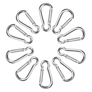 10x Mini Silver Carabiners Spring Clip Hook Keychain Key D Ring Hiking Small