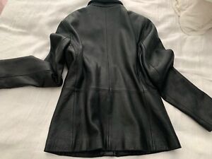 Jones New York Women Moto Black Leather Blazer Jacket Size M