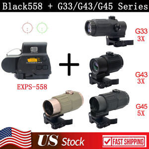 558 Red Green Dot Clone+G33/G43/G45 Magnifier 3X/5X Scope with Switch to Side QD