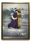 New ListingNY Art-Original Oil Painting of Winter Walk on Canvas 12x16 Framed