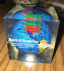 BANK OF AMERICA CHICAGO ACRYLIC CUBE GLOBE PAPERWEIGHT