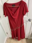 Dressy Red Dress   16w  With Embroidery Flowers New!