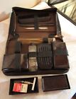 Vtg Men's Travel Accessories Leather Kit with Gillette Razor in Zippered Case