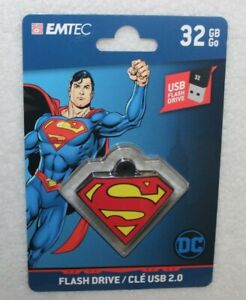 NEW EMTEC SUPERMAN 32GB USB FLASH DRIVE / KEYCHAIN