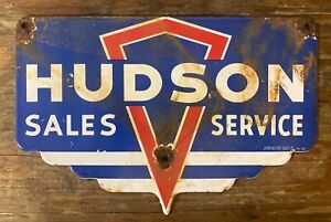 New Listing10” X 6.5” HUDSON PORCELAIN SALES SERVICE AMERICAN SIGN OHIO CO.