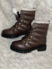 Cougar Vantage Brown Leather Fur Lined Lace Up Combat Winter Boots Size 9 NEW