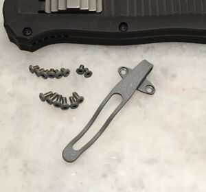 Gray Titanium Deep Pocket Clip & Screw Set For Benchmade Mini 3350 Pocket Knife