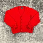 Vintage JC Penney Cardigan Sweater Mens Medium Red Orlon Acrylic USA 70s Grunge