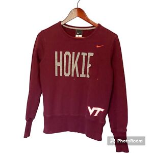 Virginia Tech Hokies Pullover Sweatshirt Women's M Juniors Nike Vintage Old Worn