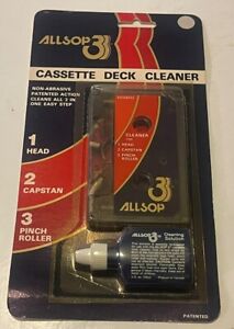 Vintage ALLSOP 3 Cassette Tape Deck Cleaning system Head Capstan Pinch Roller