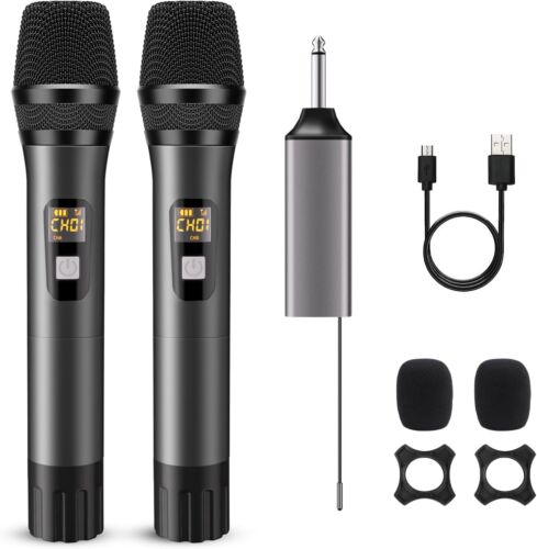Wireless Microphones for Karaoke, Wireless Dual Handheld Dynamic Mic System Set