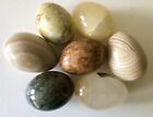 VINTAGE 1960s ITALY MARBLE Onyx Alabaster Polished Stone EGG Eggs Natural Colors
