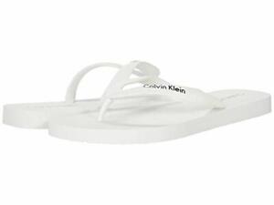 Calvin Klein Women's Dawni Minimal Logo Flip Flop Sandal White, Sz 9 M