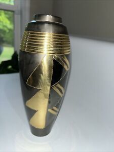 New ListingVintage Brass Vase Made in India Black & Brass Art Deco 9