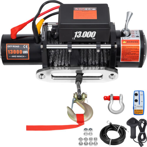 13000LBS Electric Winch 12V Synthetic Cable Truck Trailer Towing Off-Road 4WD (For: Jeep)