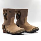 Sorel Women Slimpack Short Waterproof Tan Leather Winter Boots size 7