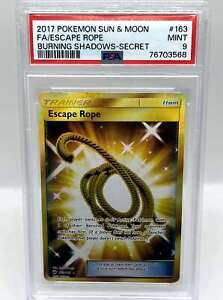 Escape Rope 163/147 S&M Burning Shadows Gold Secret Rare Pokemon Card PSA 9 MINT