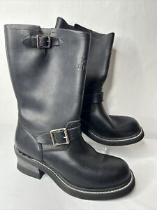 Rocky Mens  Black Leather Harness Motorcycle Biker Boots Size 9 M New