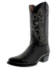 Mens Black Cowboy Boots Real Leather Embossed Crocodile Belly Western  J Toe