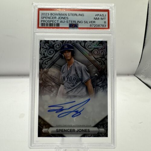 New Listing2023 Bowman Sterling SPENCER JONES Auto Sterling Silver Refractor 63/100 PSA 8