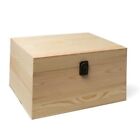 (1-Pack) 10.8x7x8x5.7-Inch Large Unfinished Wooden Box with Hinged Lid & Fron