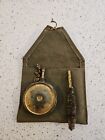 VINTAGE BRASS BANJO TYPE OILER, CLEANING BRUSH AND CASE MILITARY FIELD GEAR