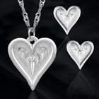 Montana Silversmiths Fine Silver Etched Heart Necklace & Earrings Set New $70