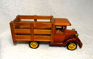 SALE-VTG style Delivery Truck w/Stake Bed Wood Toy-Wheels Roll!!  9 ¼” long