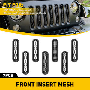 Front Mesh Grille Inserts Headlight & Accessories Cover For Jeep Wrangler JKU JK (For: Jeep)