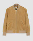$2050 Paul Smith Men's Brown Leather Gents Full Zip Ribbed Bomber Jacket Size XL