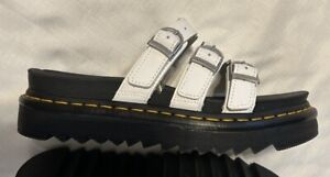 Dr. Martens Blaire Slides Platform Sandals Buckle White Black Womens Size 9