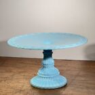 Vtg Imperial Blue Milk Glass Pedestal Cake Stand 1950’s-60’s American Turquoise