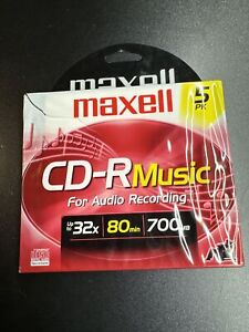 Maxell CD-R Music For Audio Recording Up To 32x 80 Min 700mb 5 Pk New