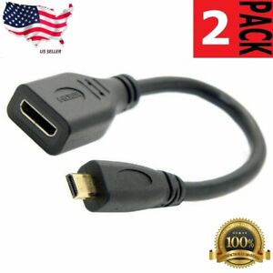 2 Packs of Micro HDMI Type D Male To HDMI Type A Female Cable Adapter Converter