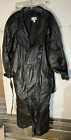 Vintage Long Leather Trench Coat Size Medium Black Career Night Out Grunge