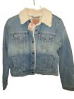Levis Sherpa Lined Trucker Jacket Distressed Womens Size Small *NWT*