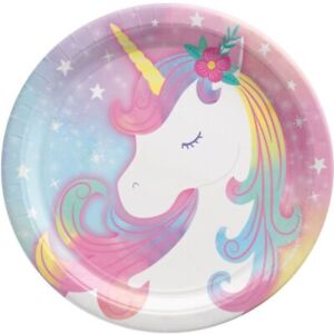 Enchanted Unicorn 7 Inch Plates Paper 8 Per Pack Birthday Party Decoration