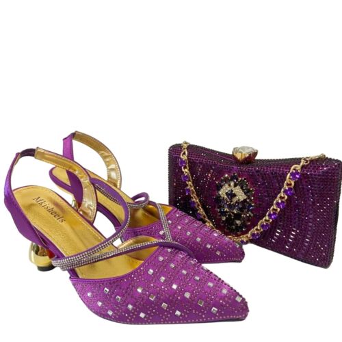 Italian Fashion Sandals New Shoes And Bag Luxury Matching Heels 8 CM Rhinestones
