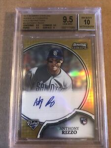 2011 Bowman Sterling Gold Refractor Anthony Rizzo Rookie Auto #d 48/50 Yankees
