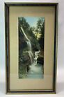 Antique Hand Colored Signed Photograph By C.A. Payne Rainbow Falls Wakins Glenn