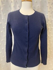 Magaschoni Navy Blue Button Front Cashmere Cardigan Size XS