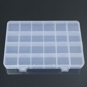 24 Compartments Plastic Box Case Jewelry Bead Storage Container Craft Organizer