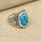 Blue Copper Turquoise Gemstone Ring 925 Sterling Silver Men's Ring All Size R292